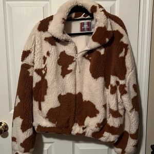Urban Outfitters Cow print sherpa jacket